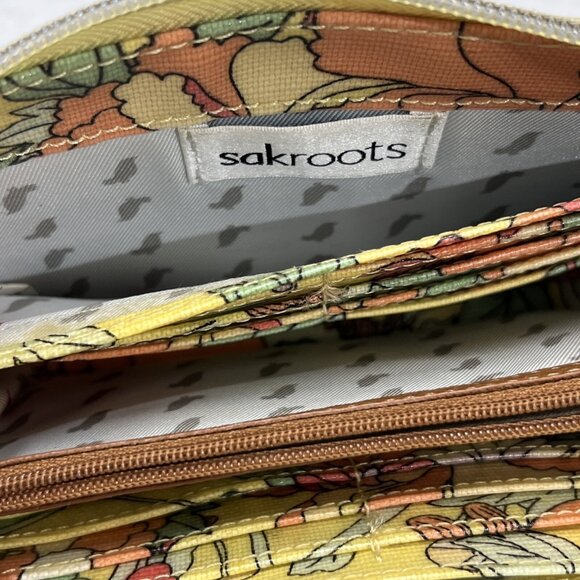 Crossbody Wallet  Crossbody Floral Retro Blossom Coated‎ Clutch Yellow Orange - Picture 10 of 10